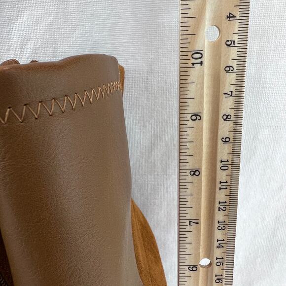 Lulus Essex Booties Brown Size 11 Mid Calf Pointed Toe Faux Leather Zippers Shoe - Picture 5 of 11